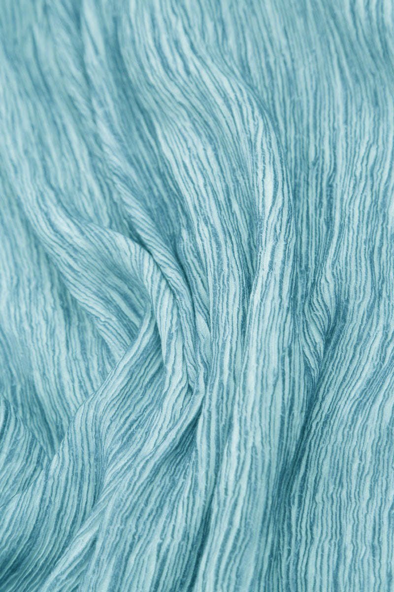 Taper Crinkled Washed Effect Turquoise Silk Viscose Tunic