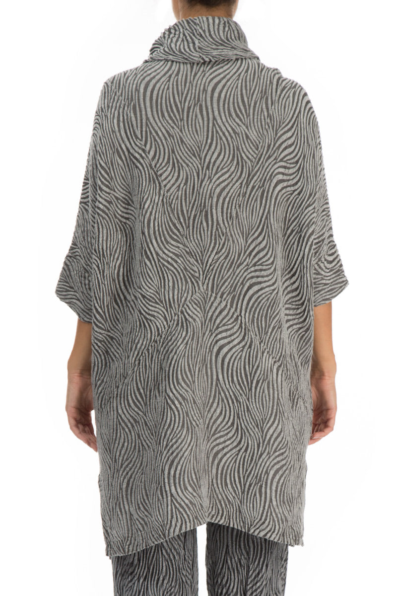Textured Anthracite Silk Linen Tunic