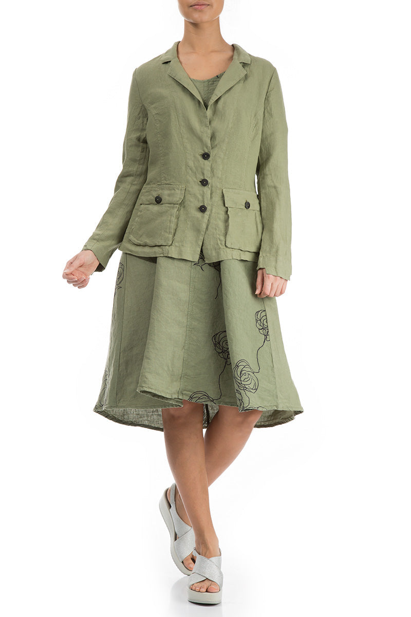 Three Pockets Khaki Linen Jacket - GRIZAS | Natural Contemporary Womenswear