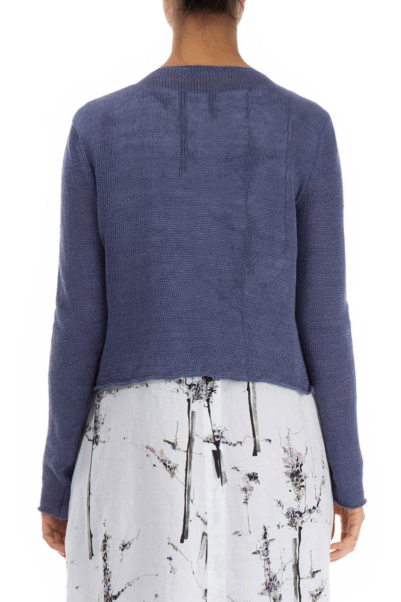 Tie Front Purple Linen Cardigan