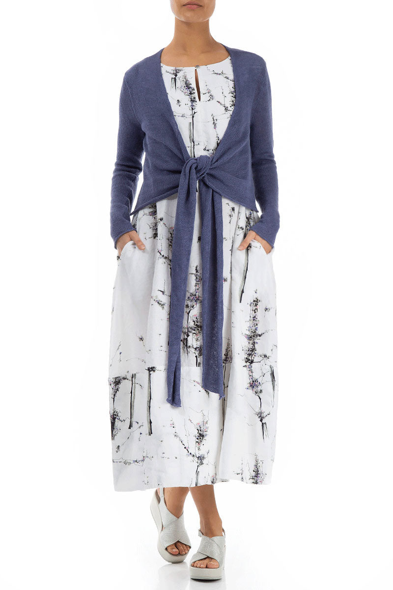 Tie Front Purple Linen Cardigan