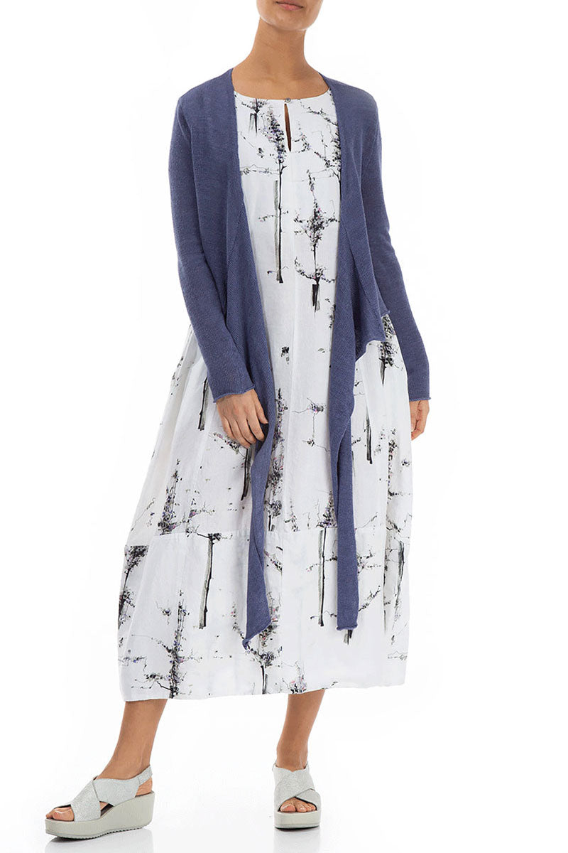 Tie Front Purple Linen Cardigan