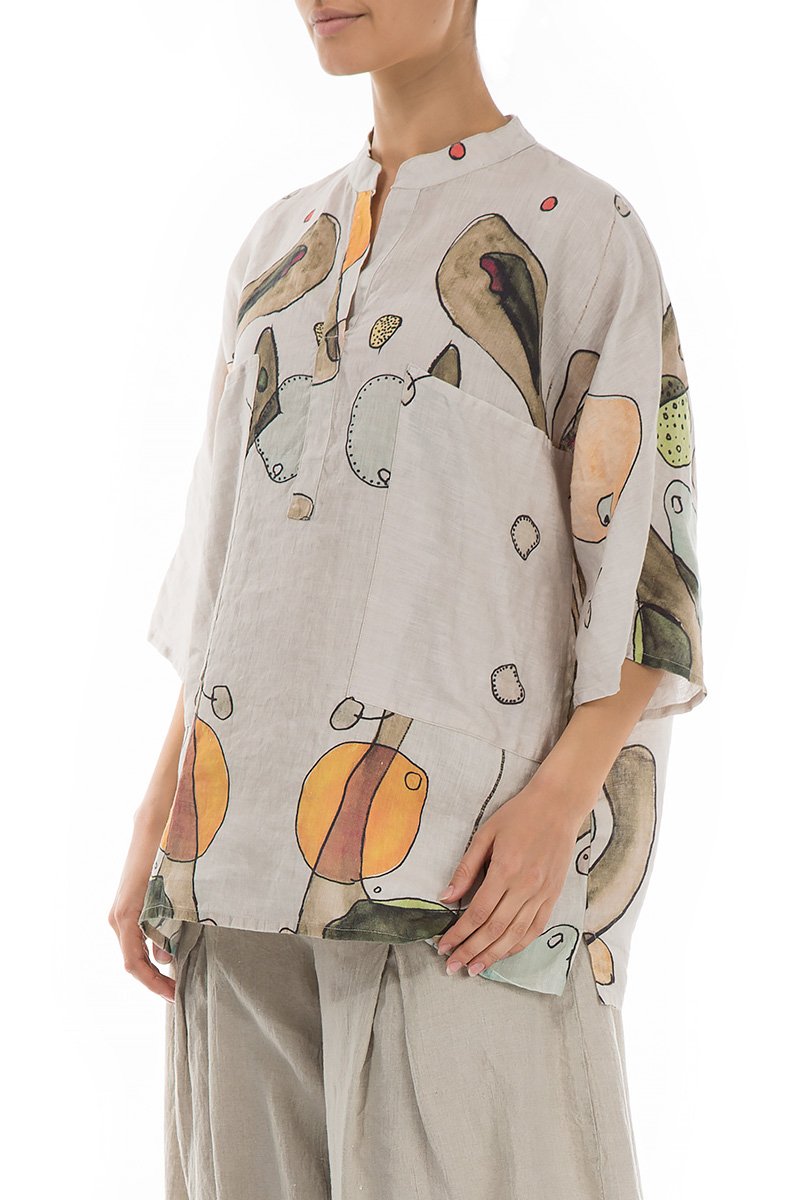 Two Pockets Earthy Linen Shirt