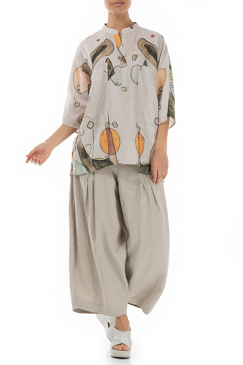 Two Pockets Earthy Linen Shirt