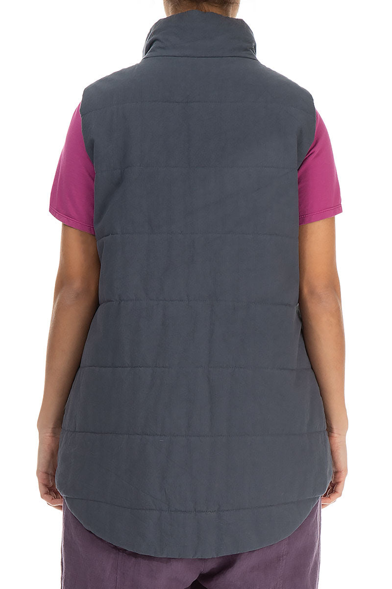 Two Pockets Padded Grey Cotton Vest