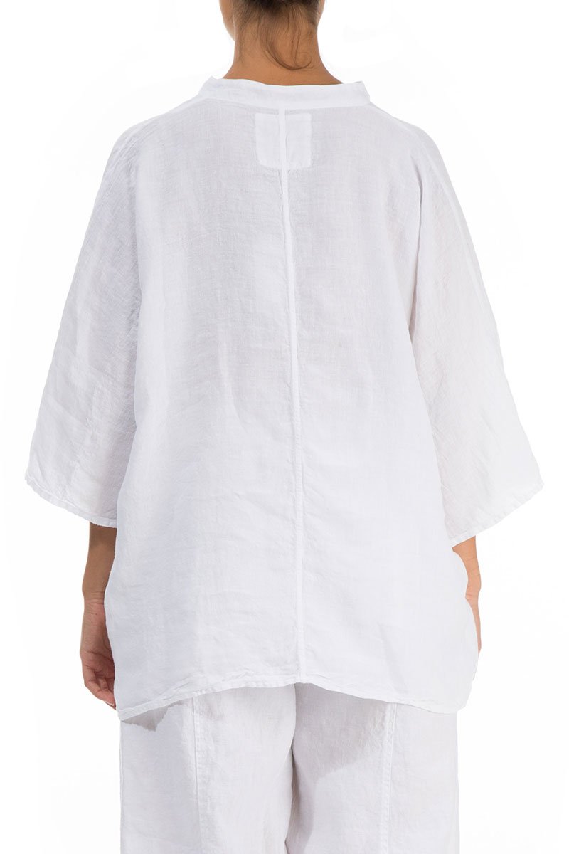 Two Pockets White Linen Shirt - GRIZAS | Natural Contemporary Womenswear