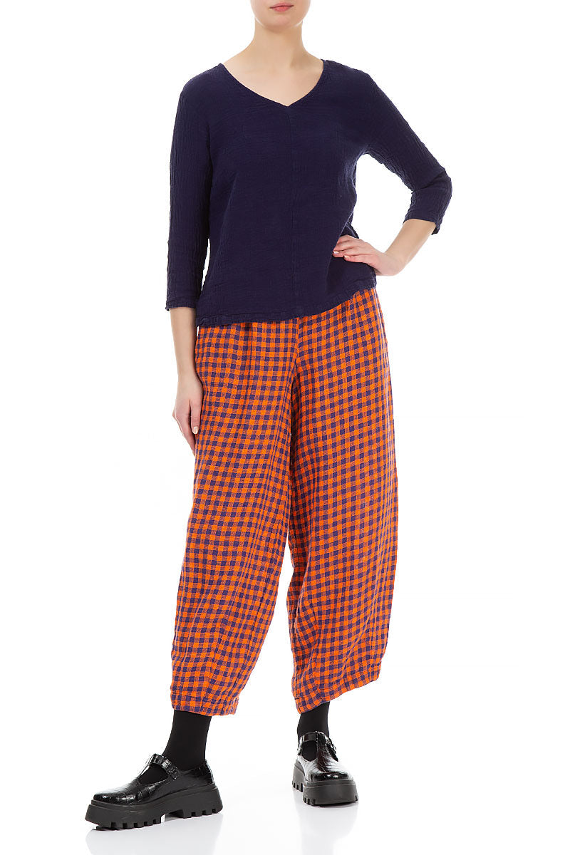 V-Neck Blue Violet Linen Blouse