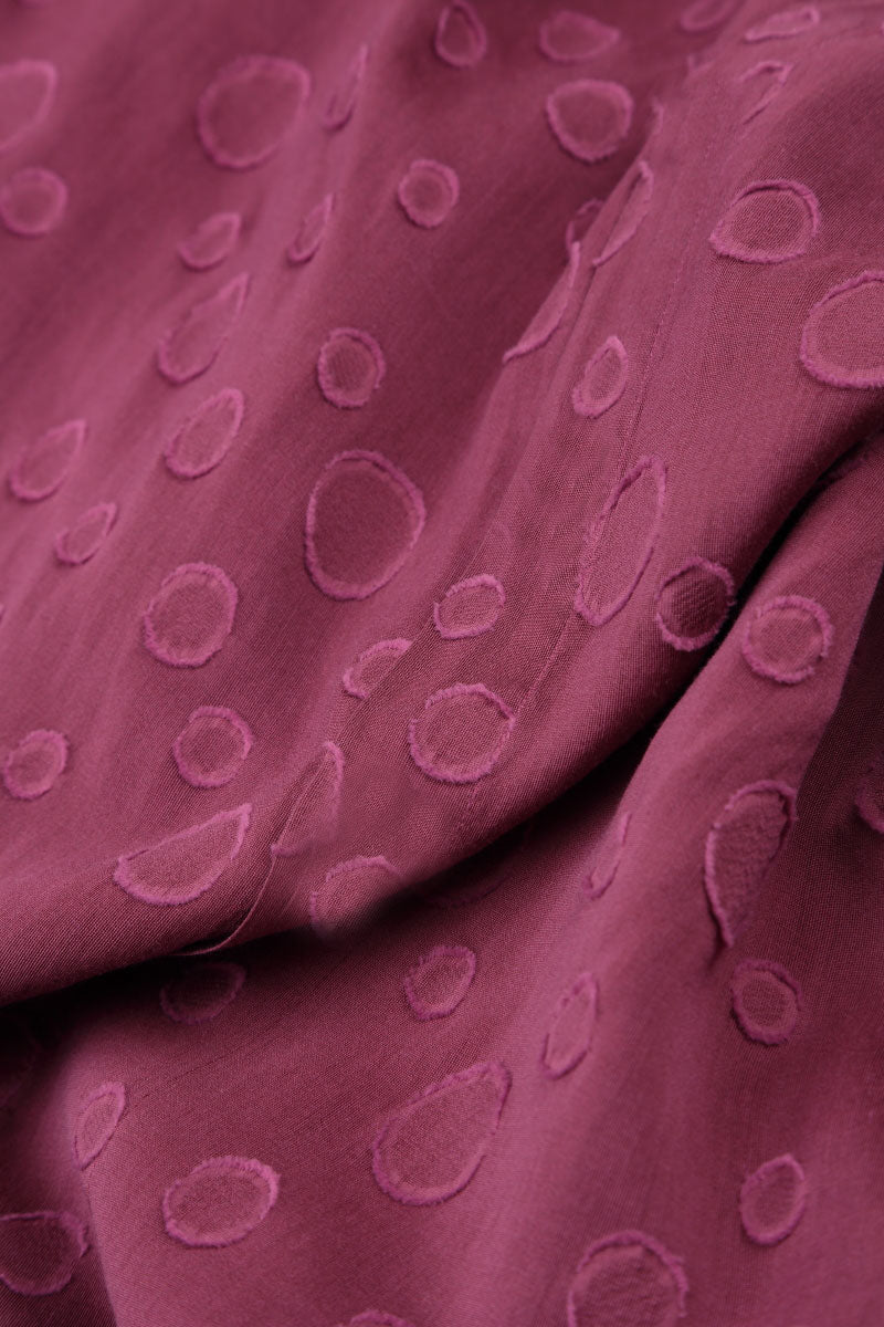 V-neck Dotty Claret Silk Dress