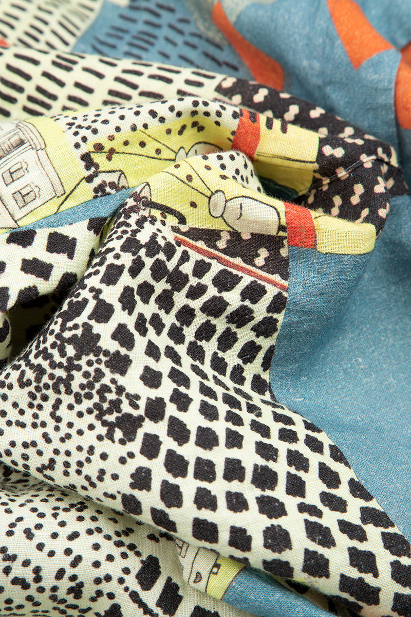 Vintage Print Linen Kimono Jacket