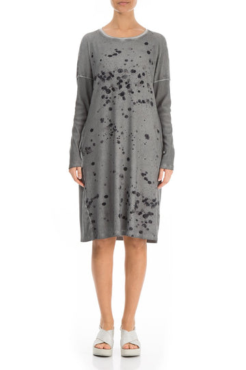 Washed Out Splash Grey Cotton Dress
