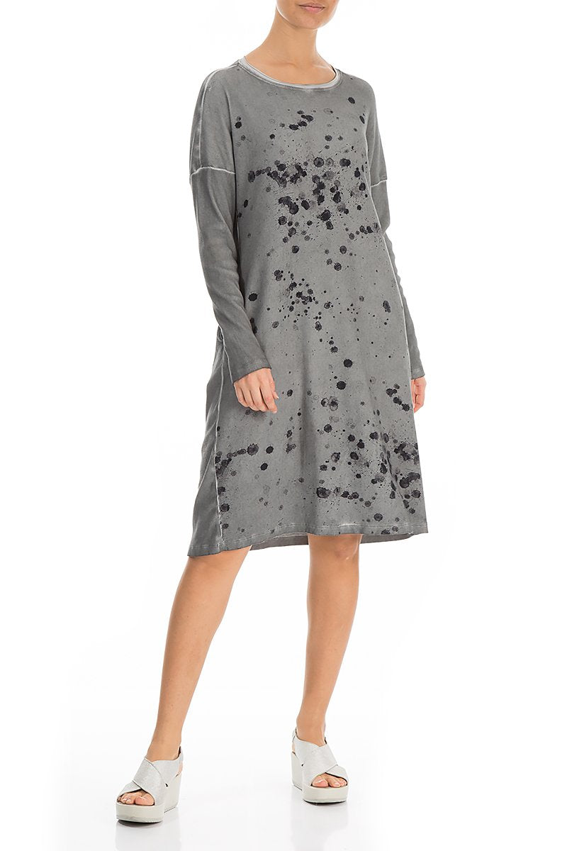 Washed Out Splash Grey Cotton Dress