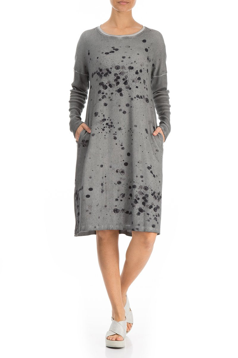 Washed Out Splash Grey Cotton Dress