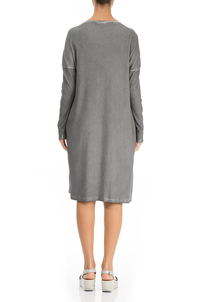Washed Out Splash Grey Cotton Dress
