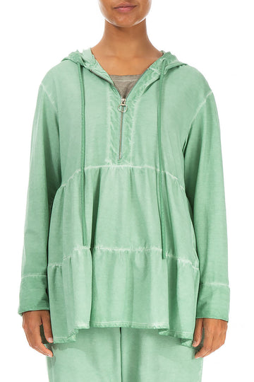 Washed Out Spring Green Cotton Jacket Hoodie
