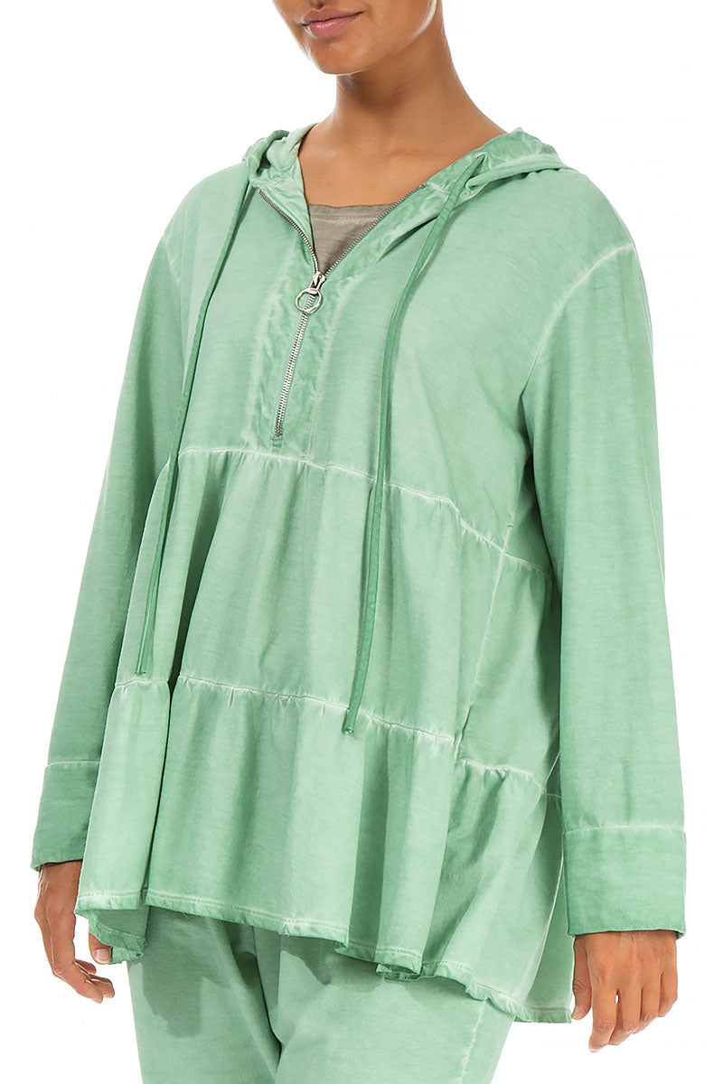 Washed Out Spring Green Cotton Jacket Hoodie