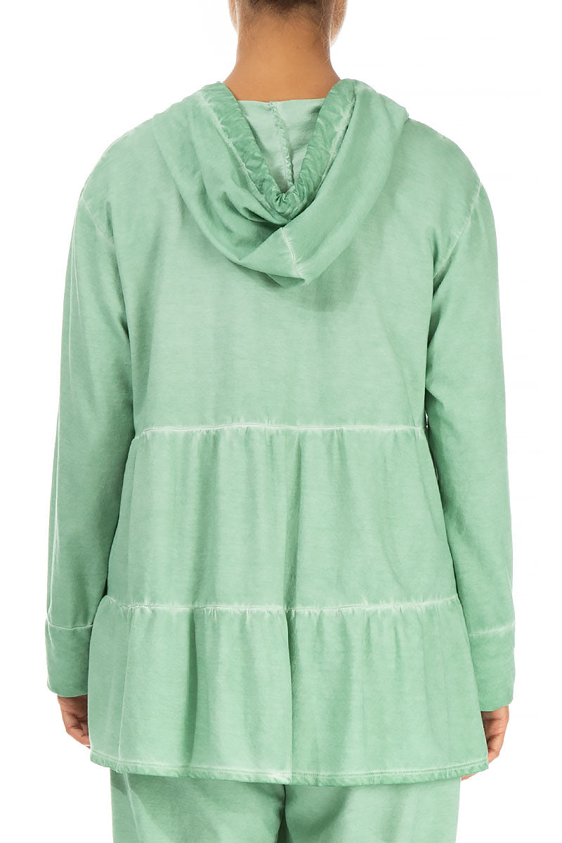 Washed Out Spring Green Cotton Jacket Hoodie