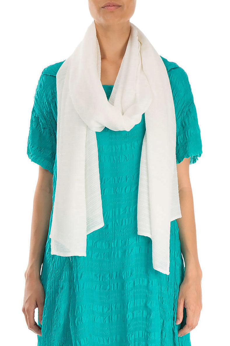 White Silk Rayon Scarf