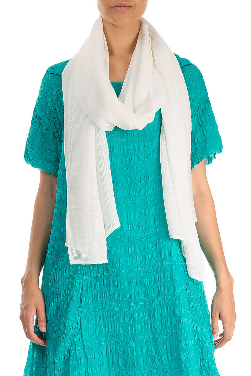 White Silk Rayon Scarf