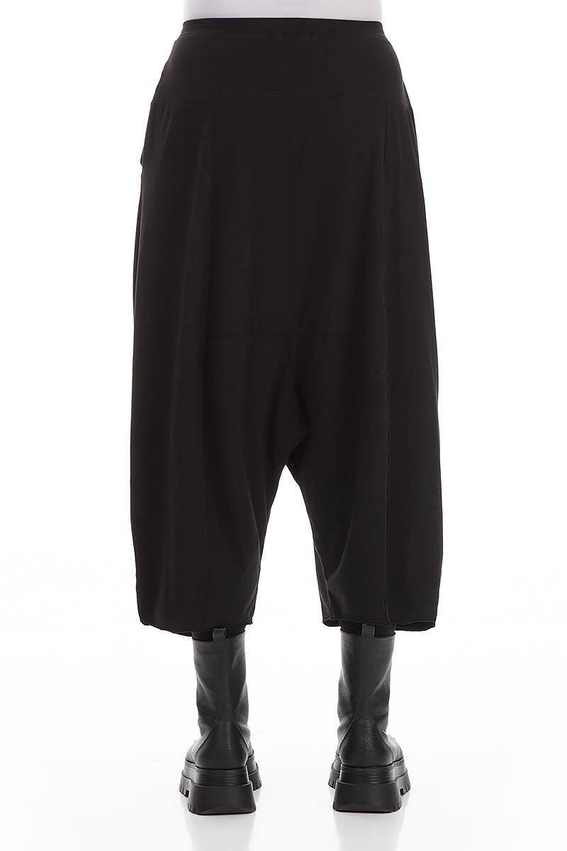 Wide Baggy Black Cotton Trousers