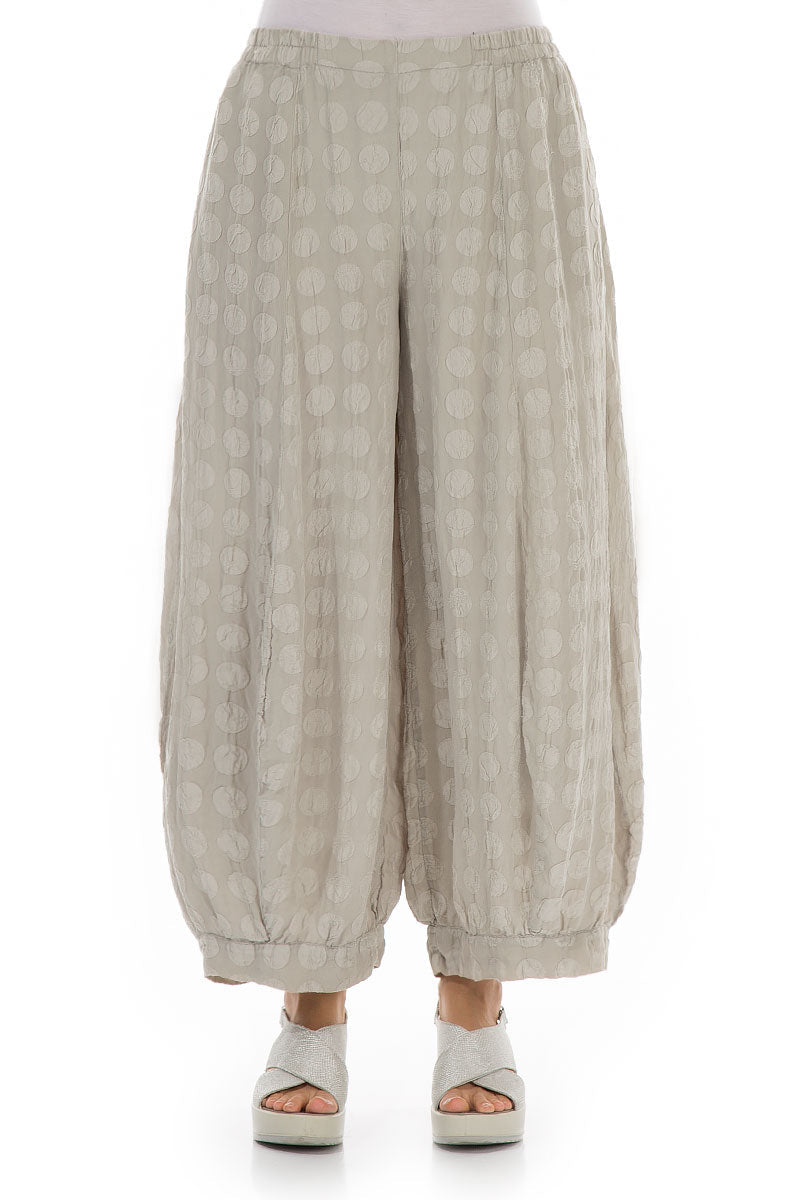 Wide Bubble Taupe Silk Trousers