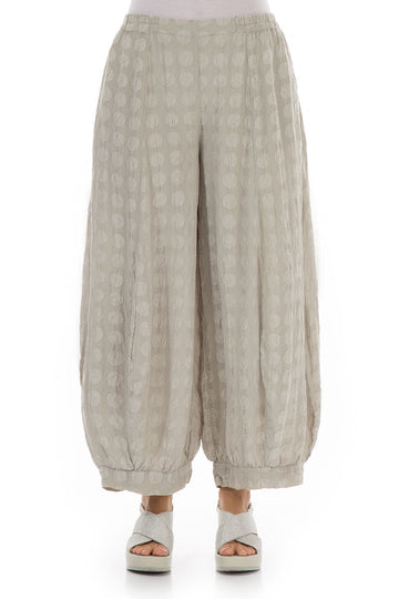 Wide Bubble Taupe Silk Trousers