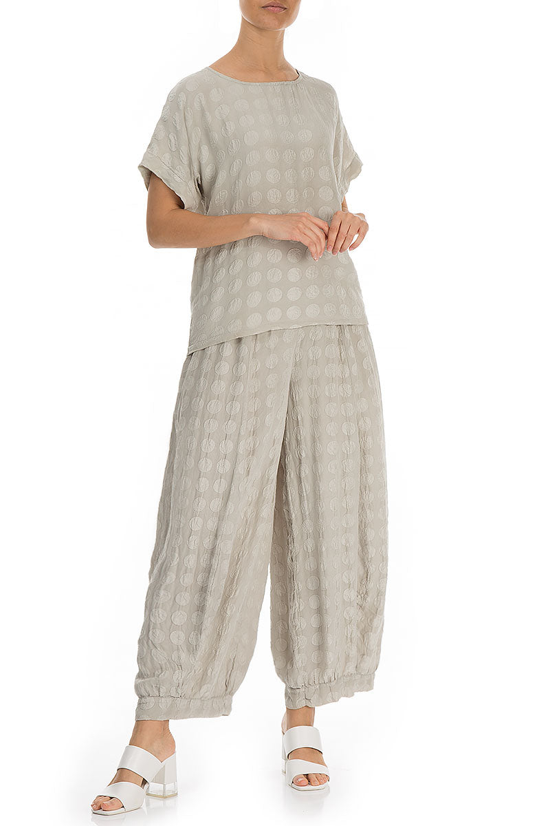 Wide Bubble Taupe Silk Trousers