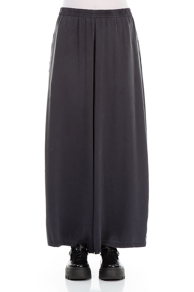 Wide Grey Silk Trousers