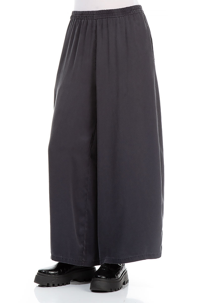 Wide Grey Silk Trousers
