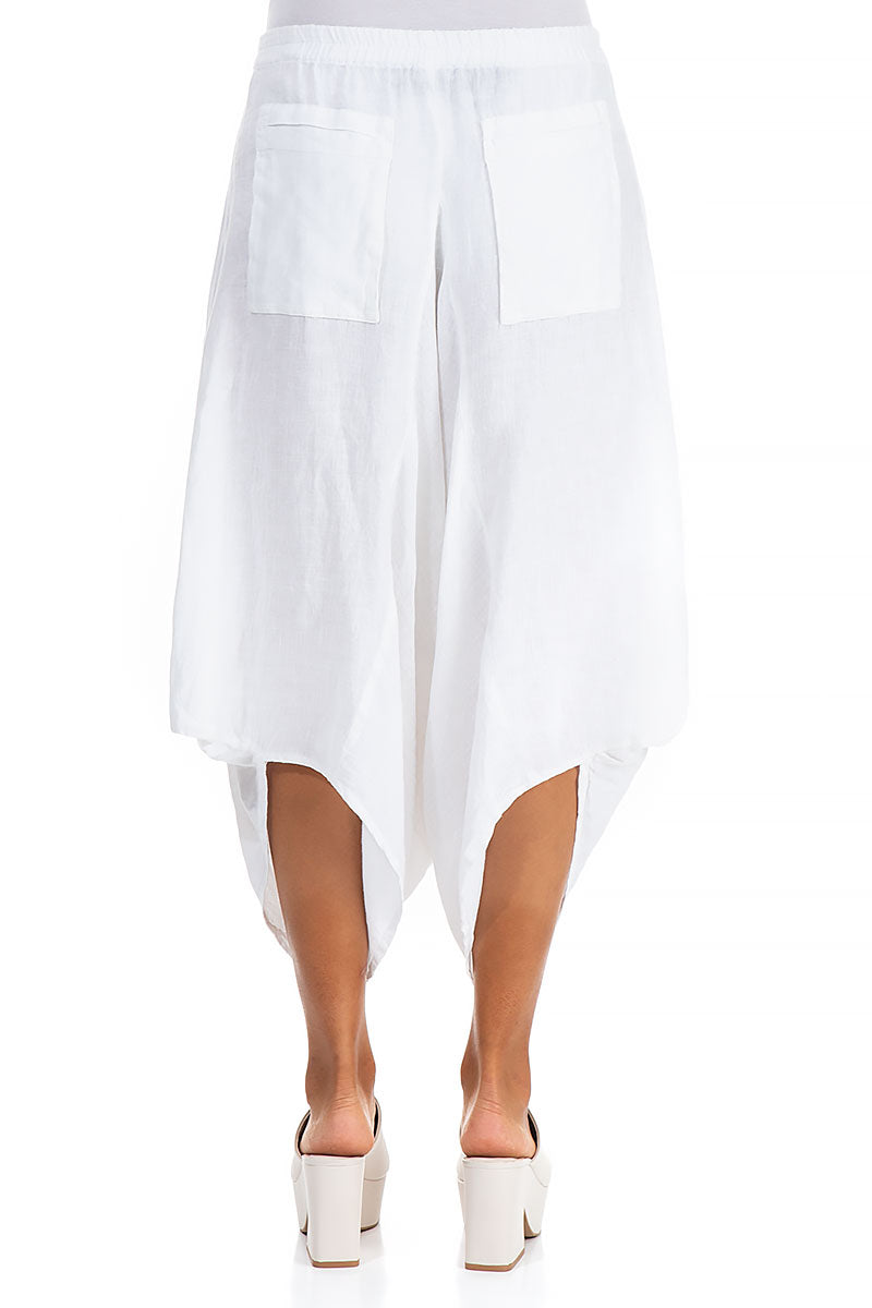 Wide Leg White Linen Trousers