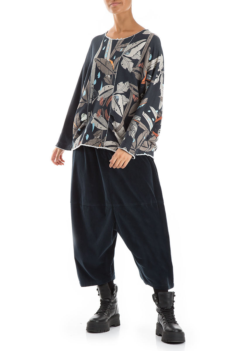 Wide Midnight Blue Corduroy Trousers