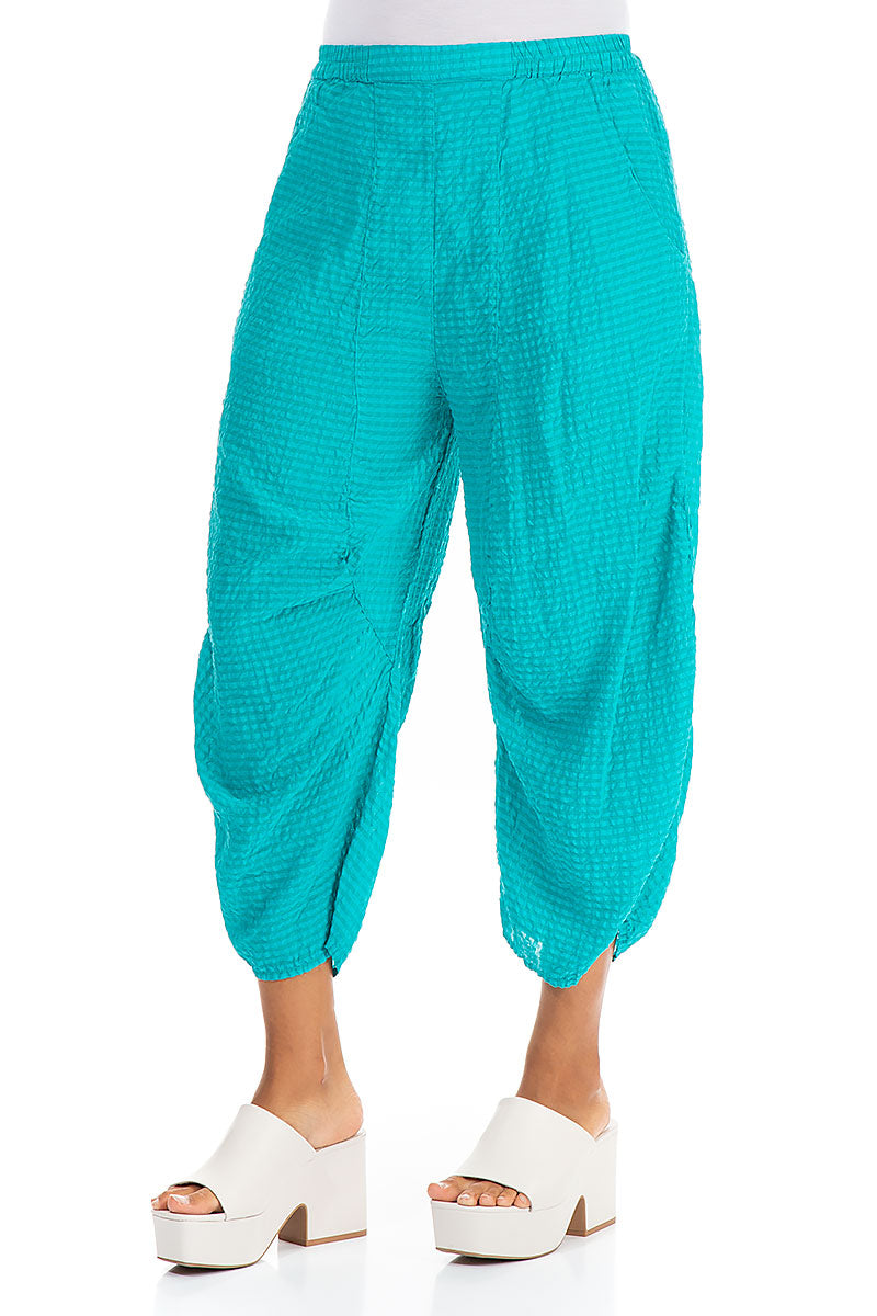 Wide Ocean Textured Silk Trousers