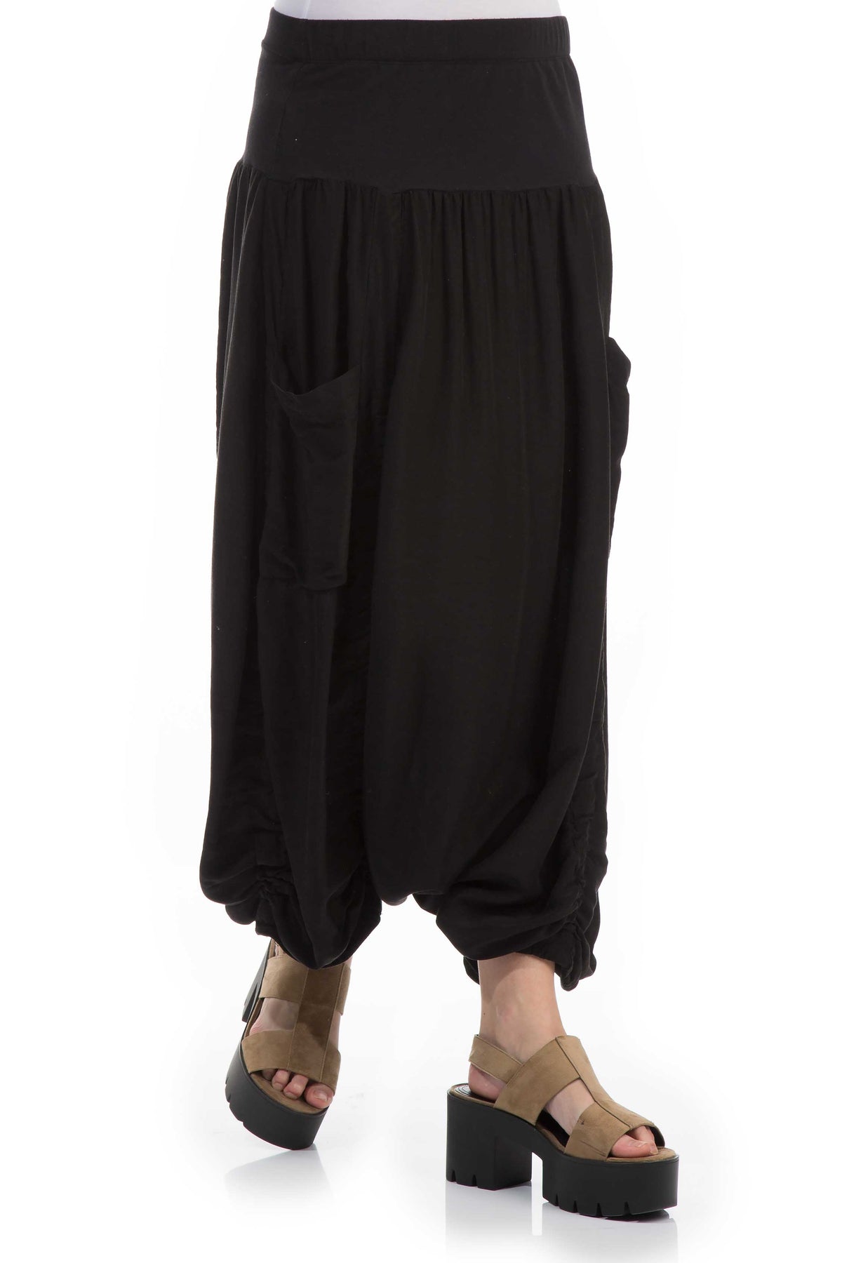 Wide Black Silk &amp; Bamboo Culottes - GRIZAS | Natural Contemporary Womenswear
