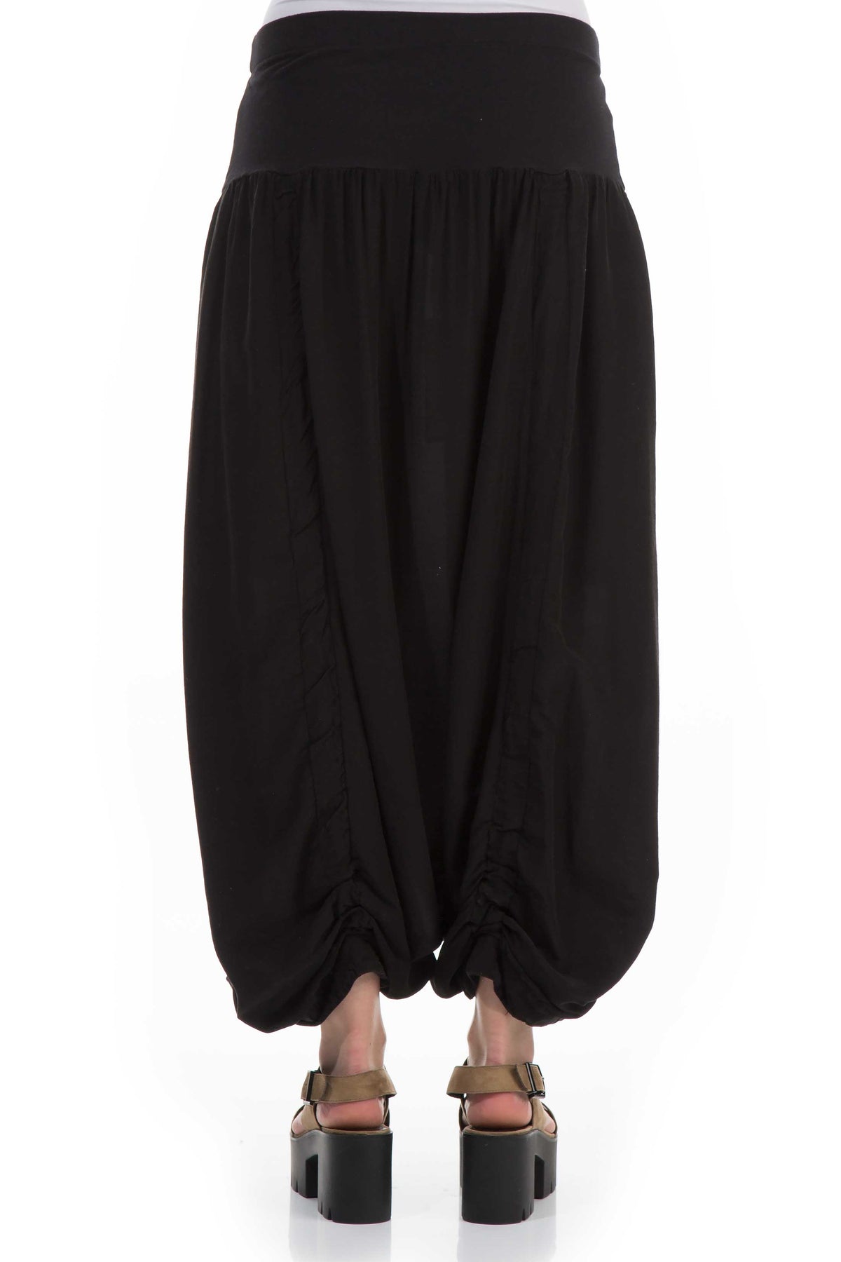 Wide Black Silk &amp; Bamboo Culottes - GRIZAS | Natural Contemporary Womenswear