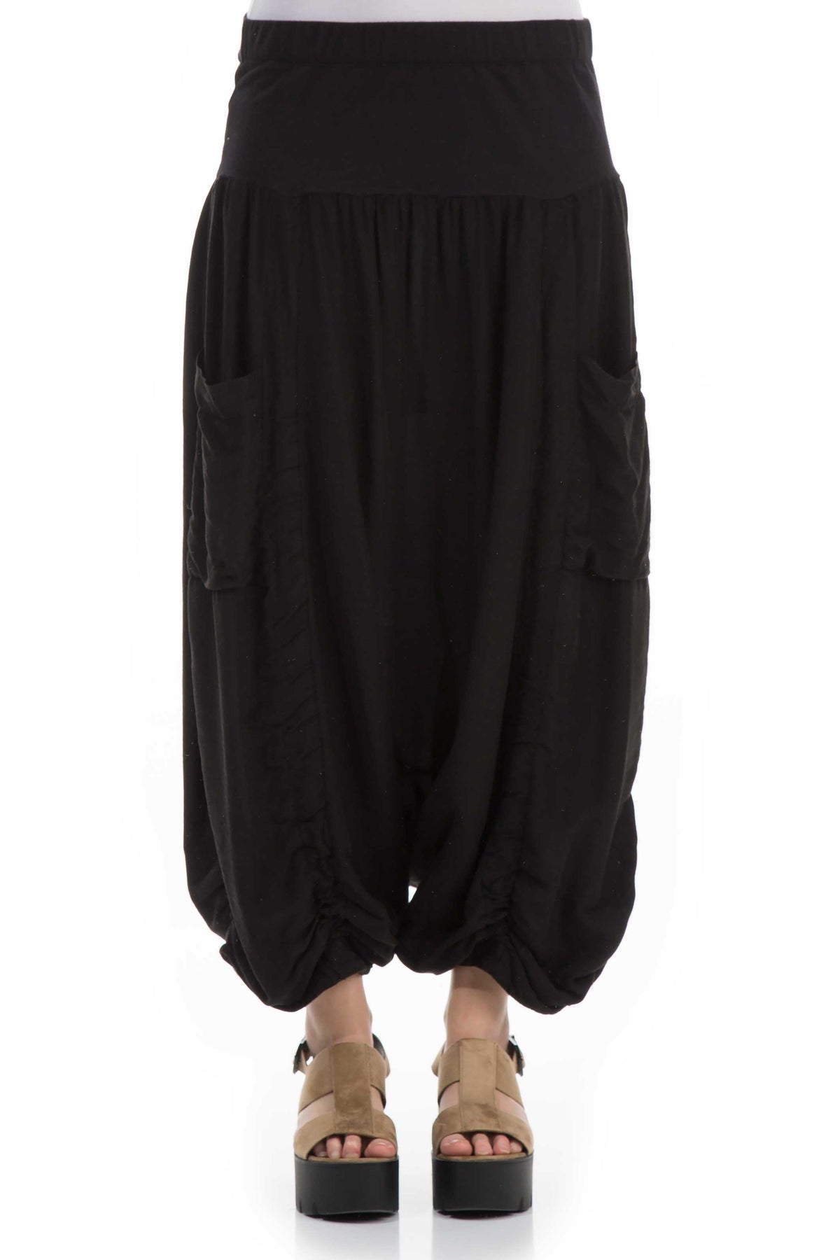 Wide Black Silk &amp; Bamboo Culottes - GRIZAS | Natural Contemporary Womenswear