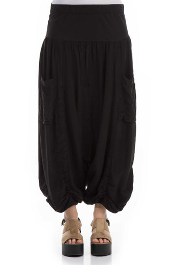 Wide Black Silk & Bamboo Culottes - GRIZAS | Natural Contemporary Womenswear