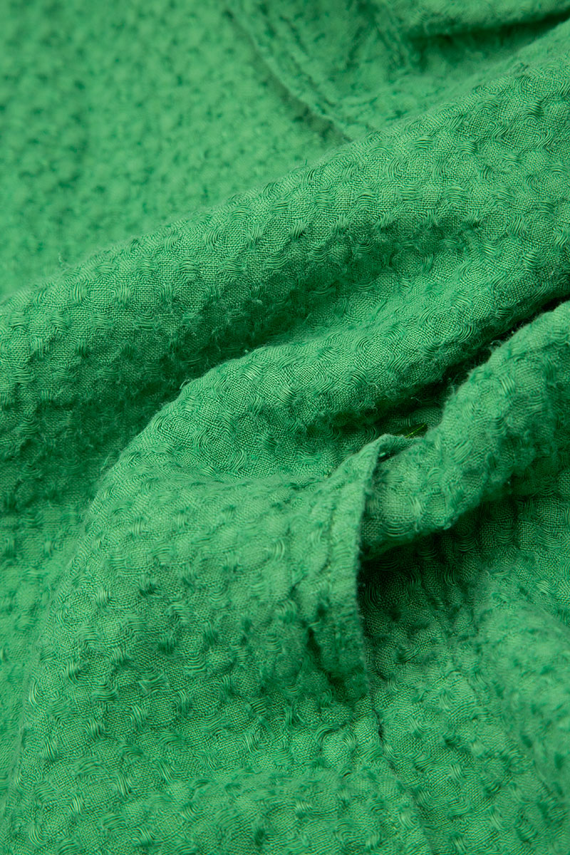 Wrap Textured Spring Green Linen Dress