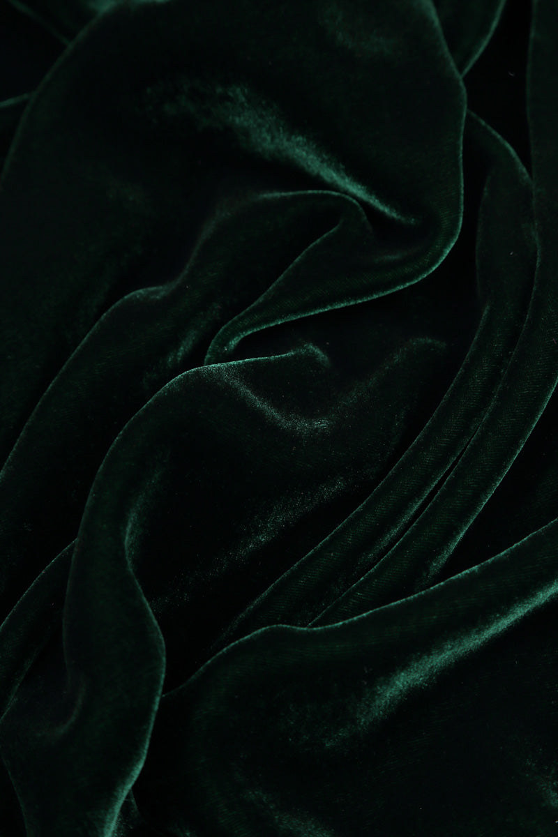 Flared Pine Green Silk Velvet Dress
